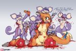 4_missing_limbs amputation amputee anthro blood bodily_fluids breasts buizel decapitation dialogue disability double_amputee english_text female fur generation_1_pokemon generation_4_pokemon genitals gore group hi_res male missing_all_arms nintendo nipples orange_body orange_fur pnklopunny pokemon pokemon_(species) purple_body purple_fur quadruple_amputee rattata red_eyes severed_body_part severed_limb text vulva wounded