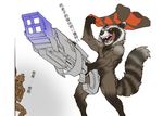  alien anthro clothing fur groot guardians_of_the_galaxy mammal nude raccoon ranged_weapon rocket_raccoon text translation_request tree weapon 