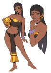  1girl aztec black_lips chel_(el_dorado) choker clothes_lift clothing_aside dark-skinned_female dark_skin goth_fashion gothic_punk highres loincloth loincloth_aside mayan_clothes revealing_clothes strapless the_road_to_el_dorado tube_top tube_top_lift ykshelter 
