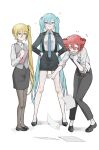  ... 3girls ahoge akita_neru aqua_eyes aqua_hair bare_legs black_coat black_pants black_shoes black_skirt blonde_hair blue_necktie blush clipboard closed_mouth coat collar commentary_request dot_nose dropped_object grey_vest hair_between_eyes hakai_orz hands_on_own_hips hatsune_miku highres holding holding_binder holding_clipboard kasane_teto knees_together_feet_apart light_smile long_hair looking_at_another looking_at_viewer looking_down multiple_girls necktie nervous_smile nervous_sweating office_lady open_mouth pants pantyhose paper pencil_skirt red_eyes red_hair shirt shoes sidelocks simple_background skirt sleeves_rolled_up smile sparkle sweat tabs taut_clothes taut_pants taut_skirt tie_clip triple_baka_(group) utau very_long_hair vest vocaloid white_background white_collar white_shirt wing_collar yellow_eyes 