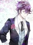  1boy character_request formal looking_at_viewer male male_focus mii_(0726miya) mii_(793102) older purple_eyes purple_hair short_hair solo suit 