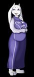  black_background caprine chubby fangs female goat horn mammal plain_background purple_eyes solo toriel undertale unknown_artist 