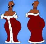 anthro armless barely_visible_nipples belly belly_overhang big_breasts big_butt breasts butt chess_piece cleavage clothed clothing crazy_8_animations eyelashes fat_rolls female floating_hands for_a_head glitch_productions hand_on_breast mouthless nipples object_head overweight queenie_(tadc) reference_image robe solo taking_off_shirt the_amazing_digital_circus thick_thighs tight_clothing