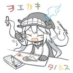  art_brush bad_id bad_pixiv_id blush_stickers bodysuit breathing_fire cape chibi closed_eyes crayon drawing eighth_note fire gloves i-class_destroyer kantai_collection kuchiku_i-kyuu monster musical_note open_mouth paintbrush pale_skin pun shinkaisei-kan solo tentacles translated turret wo-class_aircraft_carrier yuasan 