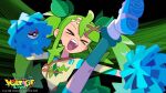  >_< 1girl blush breasts cheerleader commentary_request grass_miku_(project_voltage) green_hair green_socks hair_ornament hatsune_miku highres holding holding_poke_ball holding_pom_poms leg_up long_hair mizutani_megumi musical_note musical_note_hair_ornament official_art open_mouth poke_ball poke_ball_(basic) pokemon pom_pom_(cheerleading) project_voltage second-party_source shirt shoes small_breasts smile socks solo teeth twintails upper_body upper_teeth_only very_long_hair vocaloid x_hair_ornament 