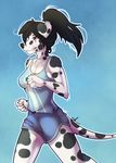  2014 anthro black_hair black_nose breasts canine clothed clothing dalmatian dog female fur hair jogging long_hair mammal red_eyes shariea solo 