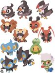  :> :< :3 absurdres bibarel bidoof black_eyes bright_pupils buck_teeth budew chibi chibi_only closed_mouth colored_sclera commentary_request full_body highres kricketot kricketune luxio luxray pokemon pokemon_(creature) pokemon_focus red_eyes red_sclera roserade shinx signature simple_background smile staraptor staravia starly t_tsudaka teeth v-shaped_eyes white_background white_pupils yellow_eyes yellow_pupils |_| 