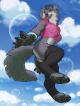  absurd_res accessory ambient_among_us anthro bottomless breasts canid canine canis clothed clothing ear_piercing ear_ring female hi_res jewelry legwear looking_at_viewer mammal nipple_piercing nipples paws piercing reidun ring_piercing snowskau thigh_highs translucent translucent_clothing wolf 