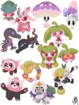  :> :d absurdres bewear bounsweet chibi chibi_only closed_mouth colored_sclera comfey commentary_request flower fomantis full_body highres holding lurantis morelull mushroom nostrils open_mouth orange_eyes oranguru outstretched_arms passimian pink_eyes pokemon pokemon_(creature) pokemon_focus purple_flower red_flower salandit salazzle shiinotic signature simple_background slit_pupils smile solid_oval_eyes spread_arms steenee stufful t_tsudaka tsareena white_background white_eyes white_flower yellow_flower yellow_sclera 