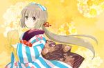  brown_eyes brown_hair idolmaster idolmaster_cinderella_girls japanese_clothes kimono long_hair looking_at_viewer pekosuke ponytail solo yorita_yoshino 