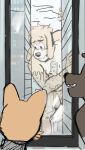  blush brown_body brown_fur building canid canine canis clothed clothed/nude clothing domestic_dog embarrassed embarrassing_nudity floppy_ears fur hair hi_res looking_down macro mammal messy_hair nervous nude orange_body orange_fur p_rindustries pubes public public_nudity smile tan_body tan_fur translucent whiskers white_body white_fur 