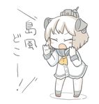  bad_id bad_pixiv_id bangs blush_stickers brown_hair closed_eyes headgear kantai_collection lowres machinery open_mouth short_hair solo tears translated turret yuasan yukikaze_(kantai_collection) 