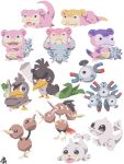 :3 absurdres brown_eyes chibi chibi_only closed_mouth commentary_request dewgong dodrio doduo fangs farfetch'd food full_body galarian_farfetch'd galarian_slowpoke highres holding holding_food holding_spring_onion holding_vegetable horns lying magnemite magnet magneton mega_pokemon mega_slowbro multiple_heads no_humans nostrils on_stomach one-eyed open_mouth pokemon pokemon_(creature) pokemon_focus regional_and_normal screw seel signature simple_background single_horn slowbro slowpoke smile spring_onion t_tsudaka tongue tongue_out vegetable white_background 