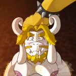  anthro asgore_dreemurr big_moobs bodily_fluids bovid bowsette_meme breasts caprine crown cum cum_drip cum_from_nipples cum_in_mouth cum_inside cum_on_face dripping genital_fluids goat headgear hi_res male male/male mammal mario_bros meme moobs mouth_closed nintendo nipples nuknuks reptile scalie super_crown sweat sweatdrop sweaty_breasts turtle undertale_(series) 