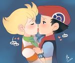  bad_id bad_pixiv_id black_hair blonde_hair blush closed_eyes french_kiss hat jun_(pokemon) kalechip kiss kouki_(pokemon) male_focus multiple_boys pokemon pokemon_(game) pokemon_dppt scarf yaoi 