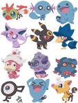  >_< :o absurdres bright_pupils chibi chibi_only closed_eyes closed_mouth colored_sclera commentary_request espeon forehead_jewel forked_tail full_body galarian_slowking girafarig highres misdreavus murkrow no_humans nostrils o_o one-eyed open_mouth pokemon pokemon_(creature) pokemon_focus quagsire red_eyes regional_and_normal signature simple_background slowking smile solid_circle_eyes t_tsudaka tail umbreon unown unown_f white_background white_pupils wobbuffet wooper yanma yellow_sclera 