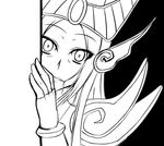  ear_protection forehead_protector greyscale league_of_legends long_hair monochrome oldlim syndra yandere 
