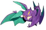  absurdres animal_ears bat_ears bat_wings crobat highres looking_at_viewer no_humans pokemon pokemon_(creature) railroadlion signature simple_background solid_eyes solo white_background wings yellow_background 