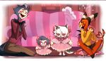absurd_res accessory aged_down angry annoyed anthro avian bird blitzo_(helluva_boss) bow_ribbon canid canid_demon canine canis clothing daughter_(lore) demon dress family family_photo father_(lore) father_and_child_(lore) father_and_daughter_(lore) female frilly frilly_clothing frilly_dress furniture group hair_accessory hair_bow hair_ribbon heart_symbol hellaverse hellhound helluva_boss hi_res husband_and_husband imminent_violence imp kneeling living_room loona_(helluva_boss) male mammal mythological_canine mythological_creature mythology octavia_(helluva_boss) owl parent_(lore) parent_and_child_(lore) parent_and_daughter_(lore) ribbons sibling_(lore) sister_(lore) sisters_(lore) sitting sofa stepsibling_(lore) stepsister_(lore) stolas_(helluva_boss) verosiie wolf