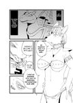  armor black_and_white bra breasts canine comic dinosaur english_text female fox hands_on_hips interspecies krystal male mammal monochrome nintendo scalie sharpclaw sindoll star_fox star_fox_adventures text translated underwear video_games 