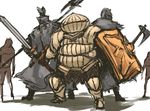  armor axe character_request dark_souls_ii fighting_stance full_armor halberd helmet multiple_boys nameo_(judgemasterkou) polearm shield souls_(from_software) sword weapon zweihander 