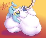  absol antares_alexanyel anthro big_butt black_nose blue_body blue_claws blue_skin bow_ribbon breasts butt candy chocolate claws dessert double_chin duo eeveelution fat_arms fat_grab fat_rolls featureless_breasts female female/female food fruit funnel_in_mouth fur gem generation_1_pokemon generation_3_pokemon generation_6_pokemon hand_on_belly heart_symbol hi_res horn hose ice_cream mega_absol mega_evolution morbidly_obese morbidly_obese_anthro morbidly_obese_female navel neck_tuft nintendo nude obese obese_anthro obese_female overweight overweight_anthro overweight_female plant pokemon pokemon_(species) red_eyes ribbon_only ribbons simple_background strawberry tail thick_tail tuft vaporeon white_body white_fur wide_hips wind yellow_eyes 