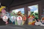  2boys 2girls 3boys 5girls animal_ear_fluff animal_ears animal_nose animal_penis anus ass black_fur blue_fur blush body_fur brown_fur character_request cinderace colored_skin commentary dagasi furry furry_female furry_male furry_with_furry gardevoir glaceon highres hypno knotted_penis lopunny lucario multiple_boys multiple_girls penis pokemon pokemon_(creature) presenting pussy rabbit_ears rabbit_girl red_eyes snout sylveon tail trembling two-tone_fur uncensored white_fur yellow_fur 