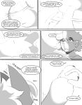 absurd_res anthro bangs bodily_fluids comic dialogue duo evolution evolving facial_hair facial_scar female generation_9_pokemon glowing hand_holding hi_res human interlocked_fingers male mammal meowscarada monochrome nintendo pokemon pokemon_(species) reaching_out scar shaking shocked spicykiwi story surprised sweat sweatdrop talking_to_another thomas_(spicykiwi) tulip_(spicykiwi)