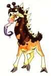  absurdres farigiraf giraffe highres hooves long_tongue no_humans pokemon pokemon_(creature) railroadlion signature simple_background solo tail tongue tongue_out white_background 