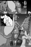 absurd_res anal anal_penetration anthro anthro_on_feral anthro_penetrating anthro_penetrating_feral balls bestiality big_balls big_butt biped blush bodily_fluids butt butt_grab comic cuchuflin feral feral_penetrated generation_4_pokemon generation_5_pokemon genitals group hand_on_butt heart_symbol hi_res huge_balls interrobang lopunny male male/male male_penetrated male_penetrating male_penetrating_male monochrome nintendo nude_anthro nude_male penetration pokemon pokemon_(species) scolipede sex standing sweat sweatdrop sweaty_balls sweaty_butt sweaty_genitalia tail tongue tongue_out