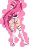  1girl aino_megumi ass boots cure_lovely female from_behind hair_ornament hairpin happinesscharge_precure! high_heel_boots high_heels huge_ass long_hair looking_back magical_girl no_pants open_mouth panties pink_eyes pink_hair pink_panties ponytail precure satokapu smile solo standing thigh_boots thighhighs underwear very_long_hair 