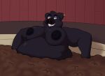  2026 anthro black_body black_ears black_hair black_nipples black_nose colossalstars dallas_greyson_(colossalstars) digital_media_(artwork) domestic_pig ear_piercing ear_ring eyeshadow green_eyes hair half-closed_eyes hi_res inside makeup male mammal markings mole_(marking) moobs mud mud_bath narrowed_eyes nipples nude obese obese_anthro obese_male overweight overweight_anthro overweight_male piercing purple_eyeshadow ring_piercing smile solo suid suine sus_(pig) teeth three-quarter_view 