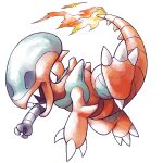  alien_(series) bilingual_commentary charmeleon claws english_commentary fakemon fire flame-tipped_tail french_commentary full_body fusion mixed-language_commentary no_humans pokemon pokemon_(creature) sharp_teeth simple_background solo sugimori_ken_(style) tail teeth transparent_background xenomorph zombixel 