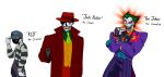  1boy age_progression clown dc_comics facepaint glasgow_smile highres joker_(dc) male_focus purple_suit solo suit v0ideyedpanda white_facepaint 