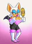 absurd_res anthro applying_lipstick armwear bat big_breasts blue_eyeshadow bodysuit breasts cleavage clothed clothing elbow_gloves eyeshadow eyewear female glasses gloves green_eyes hair handwear hi_res lipstick makeup mammal mirror roboticsteve rouge_the_bat sega skinsuit solo sonic_the_hedgehog_(series) tight_clothing white_hair wings