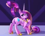  2014 bedroom_eyes cutie_mark equine female friendship_is_magic gold gsphere hair horn looking_at_viewer looking_back mammal multi-colored_hair my_little_pony necklace princess_cadance_(mlp) purple_eyes raised_tail solo winged_unicorn wings 