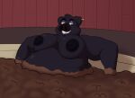  2026 anthro black_body black_ears black_hair black_nipples black_nose colossalstars dallas_greyson_(colossalstars) digital_media_(artwork) domestic_pig ear_piercing ear_ring eyeshadow green_eyes hair half-closed_eyes hi_res inside makeup male mammal markings mole_(marking) moobs mud mud_bath mud_on_body mud_on_hand narrowed_eyes nipples nude obese obese_anthro obese_male overweight overweight_anthro overweight_male piercing purple_eyeshadow ring_piercing smile solo suid suine sus_(pig) teeth three-quarter_view 