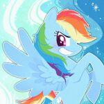 1:1 3ggmilky abstract_background blue_body blue_wings blush cel_shading cutie_mark digital_drawing_(artwork) digital_media_(artwork) equid equine eyelashes feathered_wings feathers female female_feral feral friendship_is_magic grin hair hasbro hi_res lineless mammal multicolored_hair multicolored_tail my_little_pony mythological_creature mythological_equine mythology open_mouth open_smile pegasus purple_eyes rainbow_dash_(mlp) rainbow_hair rainbow_tail shaded side_view smile solo sparkles spread_wings tail teeth wings
