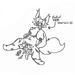  anthro big_breasts bite_mark bite_scar bodily_fluids breasts canid canine collar collar_only cum egg egg_insertion eggs_in_belly english_text eyes_closed female fluffy fluffy_tail fox fyre_(hornedfox) genital_fluids genitals graphite_(artwork) hand_on_belly hi_res horned_fox hornedfox leaking leaking_cum leg_scar looking_pleasured lying mammal monochrome nipple_piercing nipples nude on_back open_mouth piercing scar slightly_chubby solo tail text thigh_scar traditional_media_(artwork) vulva 