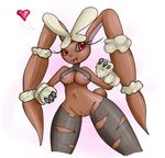  breasts female fluffy lagomorph legwear looking_at_viewer lopunny mammal mega_evolution mega_lopunny multitaskerhege nintendo nipples pok&eacute;mon pussy rabbit stockings video_games wide_hips 