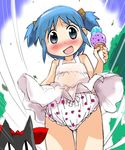  blush cat food ice_cream naganohara_mio nichijou panties sakamoto_(nichijou) strawberry_print t2 underwear upskirt 