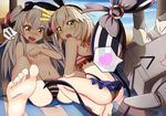  !! &gt;_&lt; 2girls :o adapted_costume alternate_costume amatsukaze_(kantai_collection) ass assisted_exposure barefoot bikini bikini_top_removed blonde_hair blush closed_eyes clothes_theft covering covering_breasts covering_nipples embarrassed feet green_eyes heart humiliation kantai_collection long_hair multiple_girls pleated_skirt rensouhou-chan shimakaze_(kantai_collection) silver_hair skirt spoken_exclamation_mark spoken_heart striped striped_bikini swimsuit swimsuit_theft sylphine theft topless two_side_up white_hair yellow_eyes 
