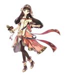  3d atelier_(series) atelier_shallie bell belt black_hair black_legwear choker dress full_body game_model hairband hidari_(left_side) long_hair official_art pantyhose purple_eyes shallistera_(atelier) shoes smile solo white_background 