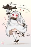  aircraft airplane barefoot black_panties blush heart kantai_collection lee_(colt) long_hair northern_ocean_hime open_mouth pale_skin panties red_eyes shinkaisei-kan side-tie_panties sketch solo underwear white_hair 