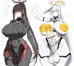  blue_archive bodysuit breasts character_request colored_nipples colored_skin corruption covered_nipples decagrammatonization futanari halo highres huge_breasts huge_penis long_hair penis ponytail salute sidelocks skin_tight testicles uncensored veins veiny_penis very_long_hair white_background white_skin xipa yellow_eyes yellow_nipples 