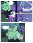  2026 anthro anus arm_tattoo balls bodily_fluids bubble_text butt colored comic dante_(pursuitcore) detailed_background dexells_art duo ellipsis erection fakerg_kairey felid feline femboy food fur genital_fluids genitals glans green_body green_fur hair hair_over_eye hi_res interrobang_ellipsis lolcat_(species) male male/male male_penetrating mammal muscular muscular_anthro nipples no_pupils penetration penis pocky pocky_in_mouth precum presenting presenting_anus presenting_balls presenting_hindquarters presenting_penis purple_body purple_fur pursuitcore reptile scalie size_difference snake spanish_text tail tattoo text thinking vinnie_(pursuitcore) white_eyes x_eyes 