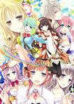  6+girls amiko_(frostedchocolate) atelier_(series) atelier_ayesha atelier_escha_&amp;_logy atelier_meruru atelier_rorona atelier_shallie atelier_totori ayesha_altugle bad_id bad_pixiv_id black_hair black_legwear blonde_hair blue_shirt blue_skirt breasts brown_hair cleavage escha_malier fingerless_gloves flower gem gloves green_eyes green_hair grey_eyes hair_flower hair_ornament hairband hat highres large_breasts logix_ficsario long_hair medium_breasts merurulince_rede_arls multiple_girls pantyhose pink_hair plaid plaid_skirt purple_eyes rainbow rororina_fryxell shallistera_(atelier) shallotte_elminus shirt shoes short_hair short_twintails skirt smile sneakers totooria_helmold twintails white_hair yellow_eyes 