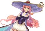 3d atelier_(series) atelier_shallie cape choker crossed_arms grin hat hidari_(left_side) long_hair pink_eyes pink_hair skirt smile solo white_background wilbell_voll=erslied witch_hat 