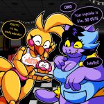  admiring anthro avian bib bird breasts catty_cattenheimer chica_(fnaf) chicken clothing cupcake cupcake_(fnaf) dialogue duo felid feline female five_nights_at_freddy's five_nights_at_freddy's_2 five_nights_at_frickbear's_(series) five_nights_at_frickbear's_3 food fur galliform mammal monster neodrani panties phasianid pink_clothing pink_panties pink_underwear purple_body purple_fur robot_anthro scottgames slightly_chubby slightly_chubby_female toy_chica_(fnaf) toy_chica_(frickbear's) under_boob undertale_(series) underwear 