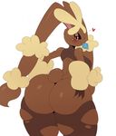  1girl ass ass_grab back condom eric_lowery furry huge_ass lopunny mega_lopunny mega_pokemon no_humans pokemon red_eyes simple_background solo 